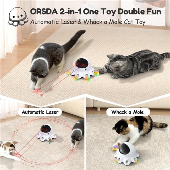 ORSDA Cat Laser Toy, 2-in-1 Interactive Automatic Motion Activated Moving 8 - Picture 2 of 7